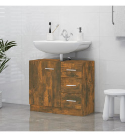 Armoire de lavabo Chêne fumé 63x30x54 cm Bois d'ingénierie