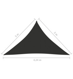 Voile de parasol Tissu Oxford triangulaire 3x3x4,24m Anthracite