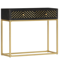 Table console Noir et doré 90x30x75 cm Bois de manguier massif