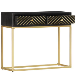 Table console Noir et doré 90x30x75 cm Bois de manguier massif