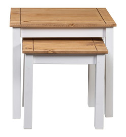 Tables gigognes 2pcs Blanc Bois pin massif Assortiment Panama