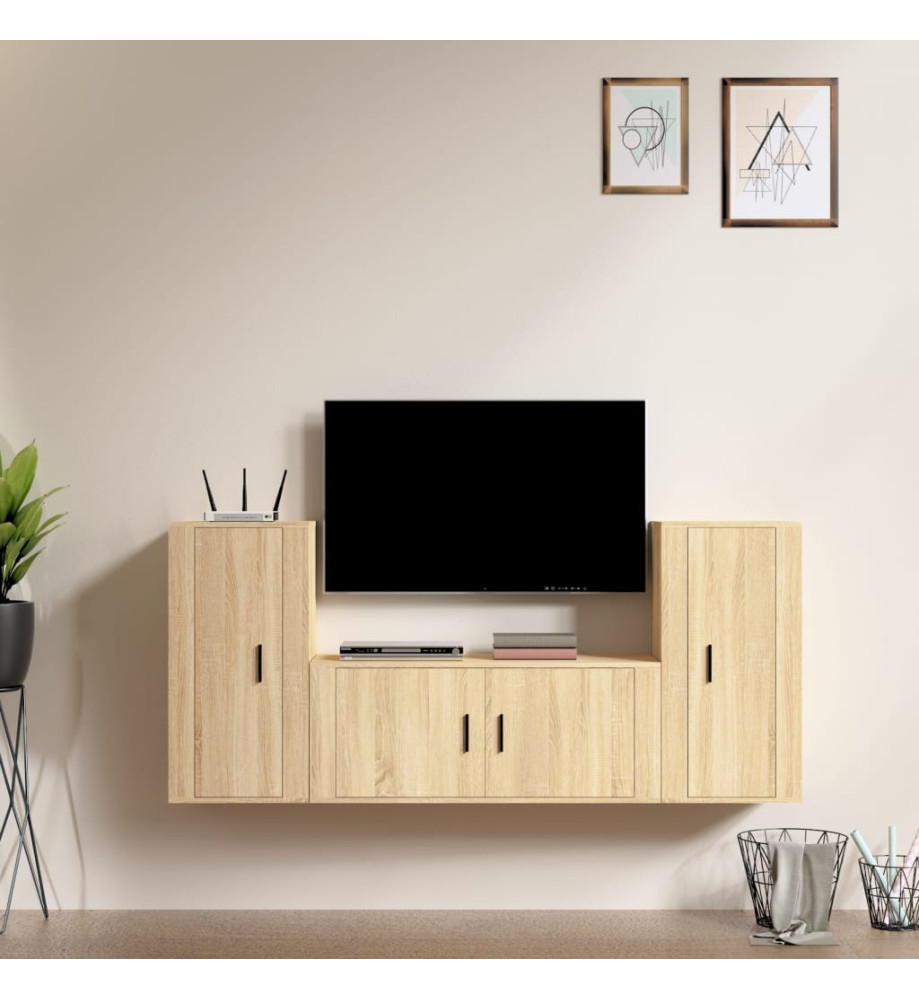 Ensemble de meubles TV 3 pcs Chêne sonoma Bois d'ingénierie