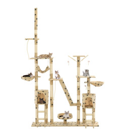 Arbre à chat et griffoirs 230-250 cm Empreintes de pattes Beige