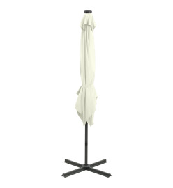 Parasol déporté avec mât et lumières LED Sable 250 cm