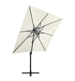 Parasol déporté avec mât et lumières LED Sable 250 cm