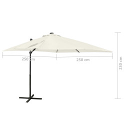 Parasol déporté avec mât et lumières LED Sable 250 cm