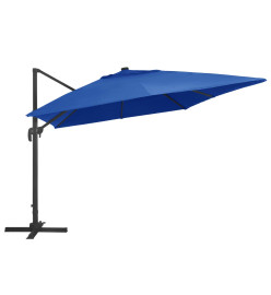 Parasol déporté avec lumières LED Aluminium 400x300cm Bleu azur