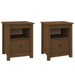 Tables de chevet 2 pcs Marron miel 40x35x49 cm Bois pin massif