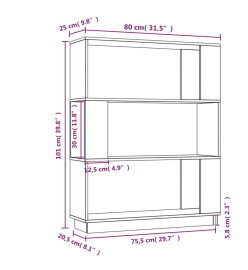 Bibliothèque/Séparateur de pièce 80x25x101 cm Pin solide