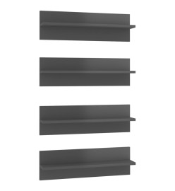 Étagères murales 4 pcs Gris brillant 60x11,5x18 cm Aggloméré