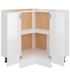 Armoire d'angle Blanc brillant 75,5x75,5x80,5 cm Aggloméré