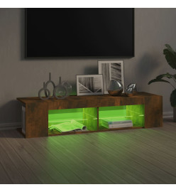 Meuble TV avec lumières LED chêne fumé 135x39x30 cm