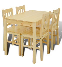 Table de salle à manger en bois avec 4 chaises Naturel