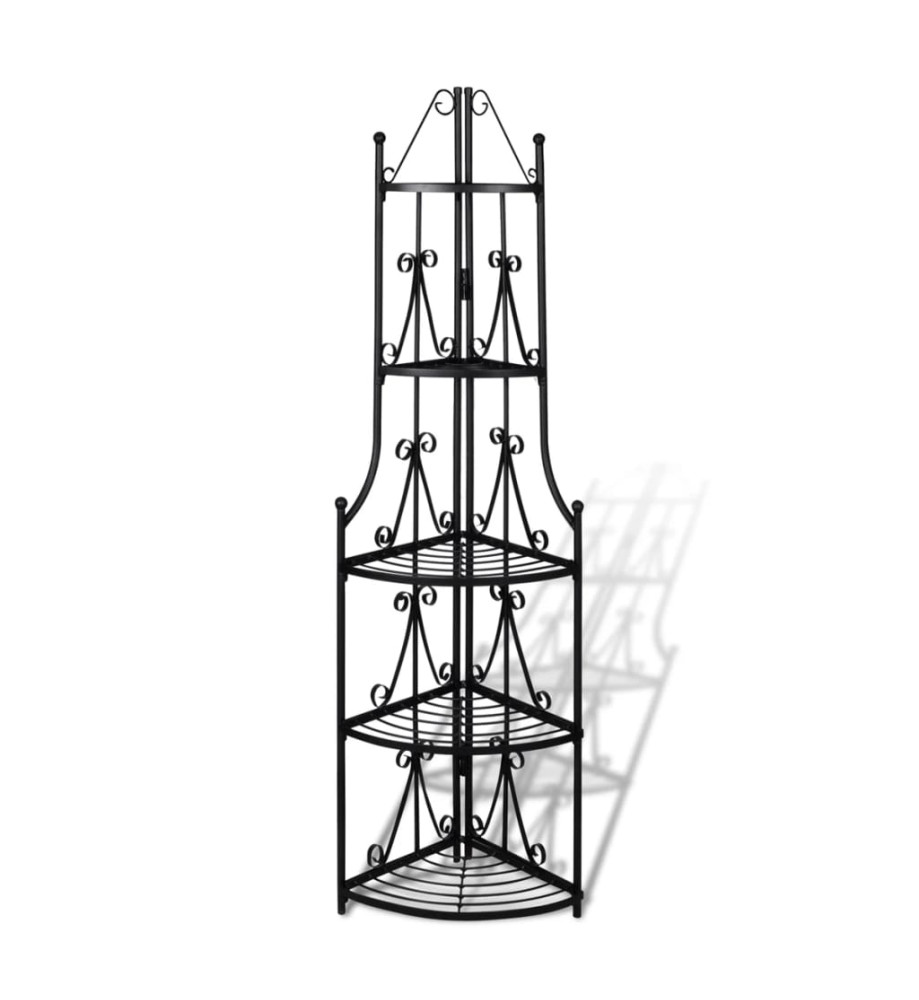 Étagère d’angle pour plantes en noir