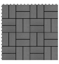 Carreau de terrasse 11 pcs WPC 30 x 30 cm 1 m² Gris