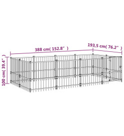 Chenil d'extérieur pour chiens Acier 7,51 m²