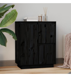 Buffet Noir 60x34x75 cm Bois massif de pin