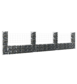 Panier de gabion en forme de U avec 4 poteaux Fer 380x20x100 cm