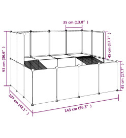 Cage pour petits animaux Transparent 143x107x93 cm PP et Acier