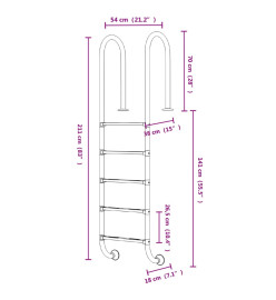 Échelle de piscine 54x38x211 cm acier inoxydable 304