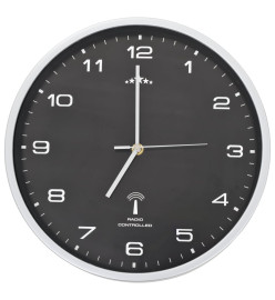 Horloge murale radioguidée avec mouvement à quartz 31 cm Noir