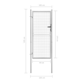 Porte de jardin Acier galvanisé 105x225 cm Argenté