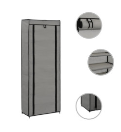 Armoire à chaussures avec housse Gris 57x29x162 cm Tissu