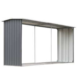 Abri de stockage de bois Acier galvanisé 330x92x153 cm Gris