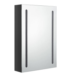 Armoire de salle de bain à miroir LED noir brillant 50x13x70 cm