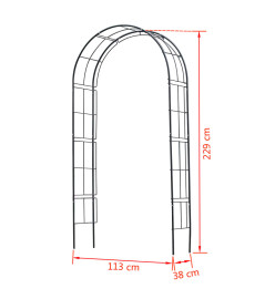 Nature Arche de jardin métal 229x38x113 cm noir