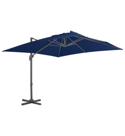 Parasol déporté avec mât en aluminium 3x3 m Bleu azuré