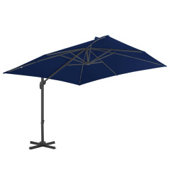 Parasol déporté avec mât en aluminium 3x3 m Bleu azuré