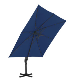 Parasol déporté avec mât en aluminium 3x3 m Bleu azuré