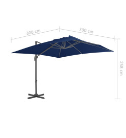 Parasol déporté avec mât en aluminium 3x3 m Bleu azuré