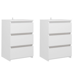 Tables de chevet 2 pcs Blanc 40x35x62,5 cm Aggloméré