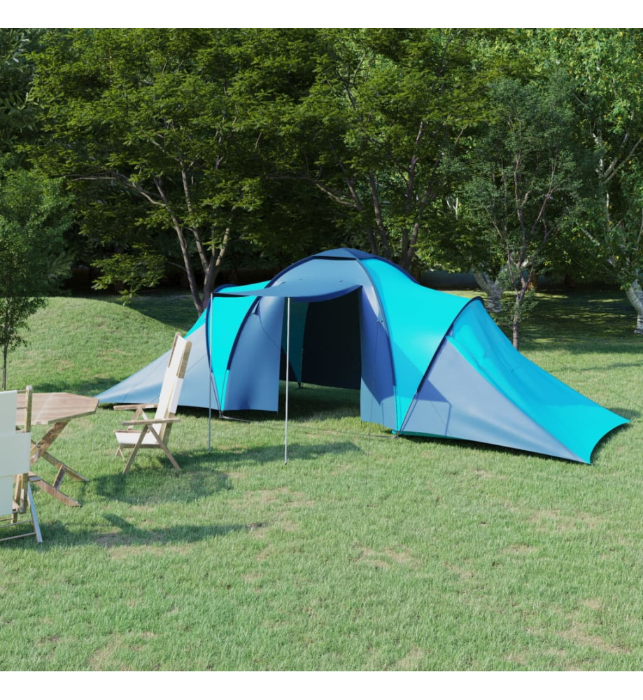 Tente de camping pour 6 personnes bleu et bleu clair