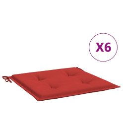 Coussins de chaise de jardin 6 pcs rouge 50x50x3cm tissu oxford