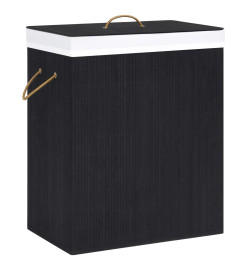 Panier à linge avec 2 sections bambou noir 100 L