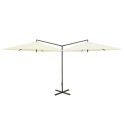 Parasol double avec mât en acier Sable 600 cm