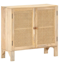 Buffet 80x30x73 cm Bois de manguier massif et canne naturelle