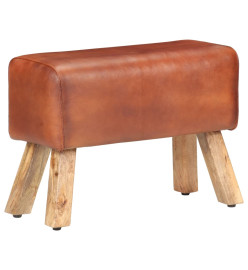 Banc saut de cheval 58cm Marron Cuir véritable et bois manguier