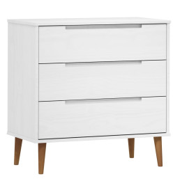 Commode MOLDE Blanc 80x40x80 cm Bois de pin massif