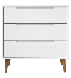 Commode MOLDE Blanc 80x40x80 cm Bois de pin massif