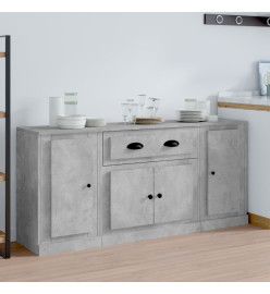 Buffets 3 pcs gris béton bois d'ingénierie