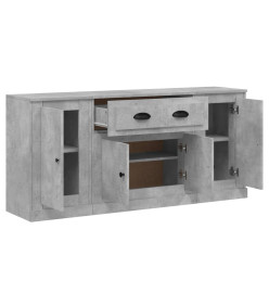 Buffets 3 pcs gris béton bois d'ingénierie