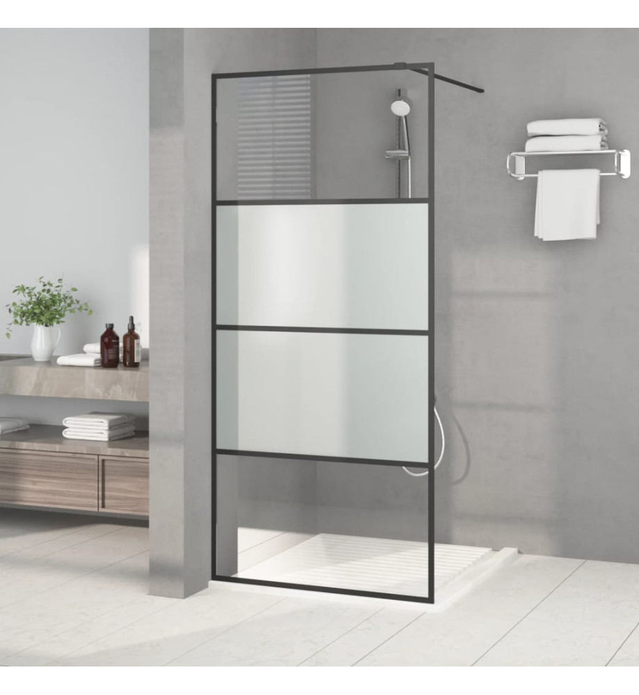 Paroi de douche Noir 90x195 cm Verre ESG demi-dépoli