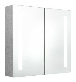 Armoire de salle de bain à miroir LED Gris béton 62x14x60 cm