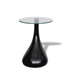 Table basse et dessus de table Verre rond Noir brillant 2 pcs