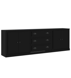 Buffets 3 pcs noir bois d'ingénierie