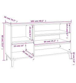 Armoire à chaussures Noir 102x36x60 cm Bois d'ingénierie